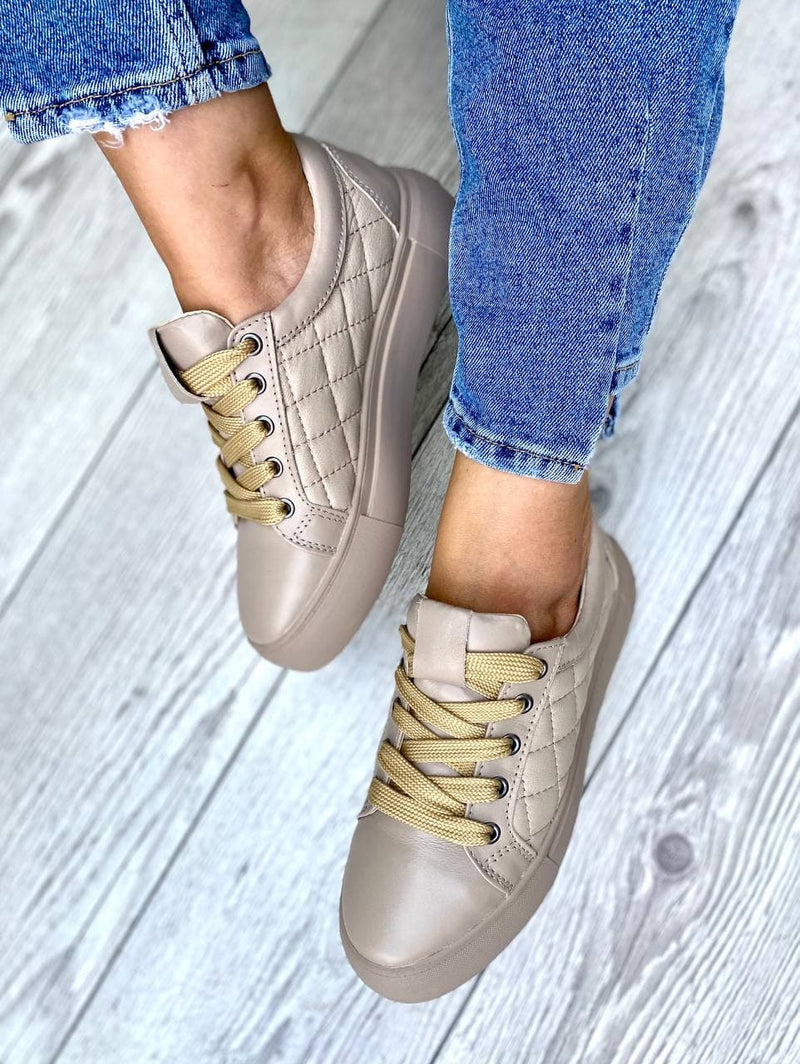 Women Leather Sneakers 1544 Beige