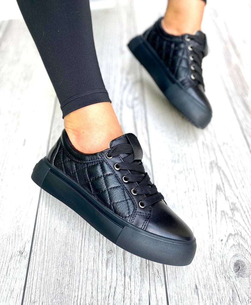 Women Leather Sneakers 1544 Black