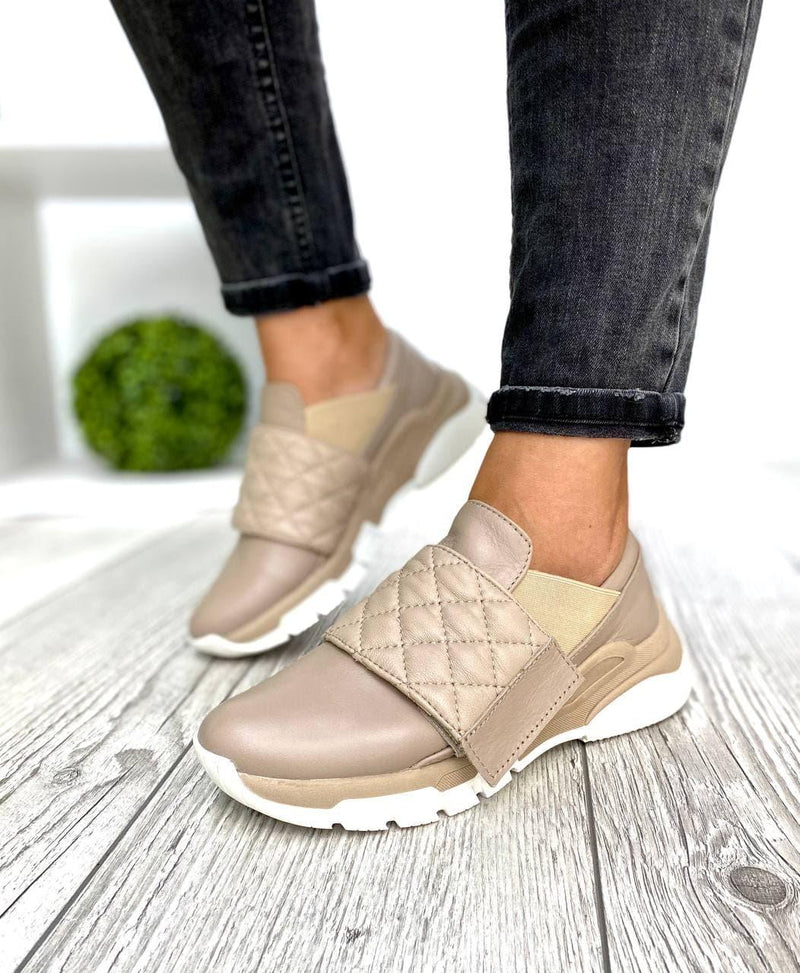 Women Leather Sneakers 1545 Beige