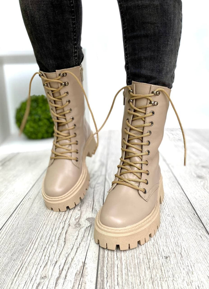 Women Demi-season Leather Boots 1550 Beige