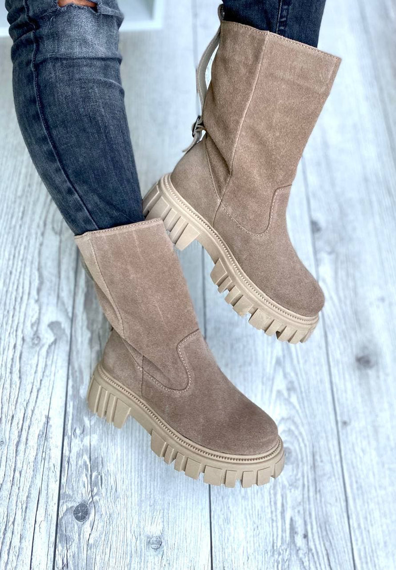 Women Demi-season Suede Boots 1553 Beige