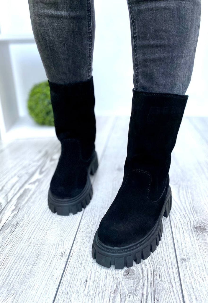 Women Demi-season Suede Boots 1553 Black