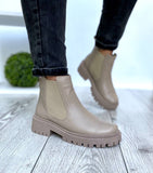 Women Leather Boots Chelsea Demi-season Beige