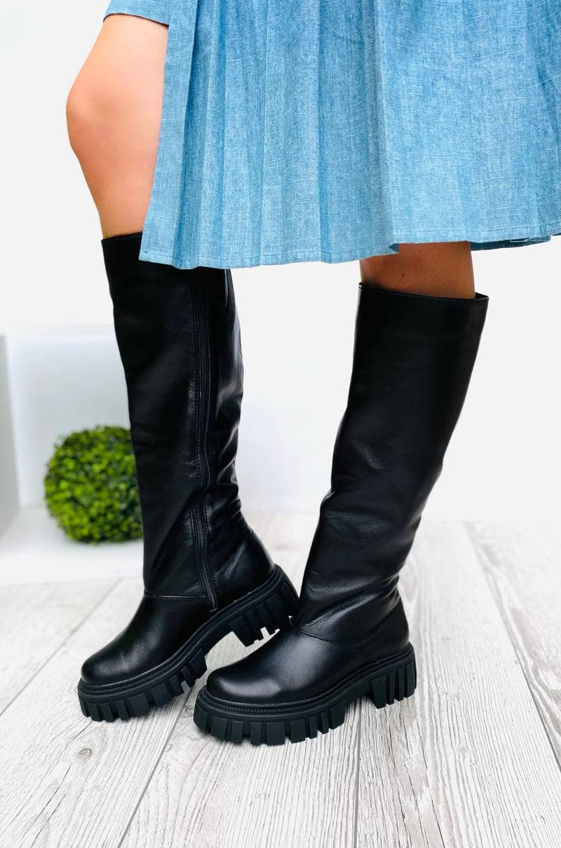 Women Leather Boots Demi-season Black