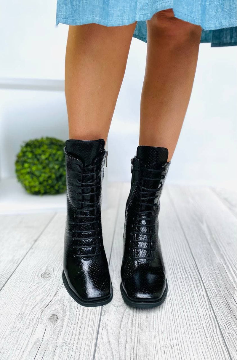Women Leather Ankle Boots Demi-season Black