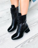 Women Leather Ankle Boots Demi-season Black