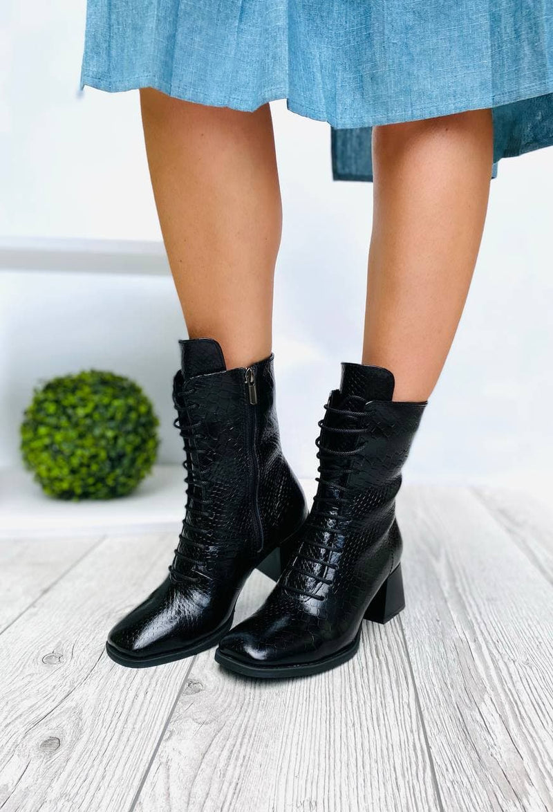 Women Leather Ankle Boots Demi-season Black