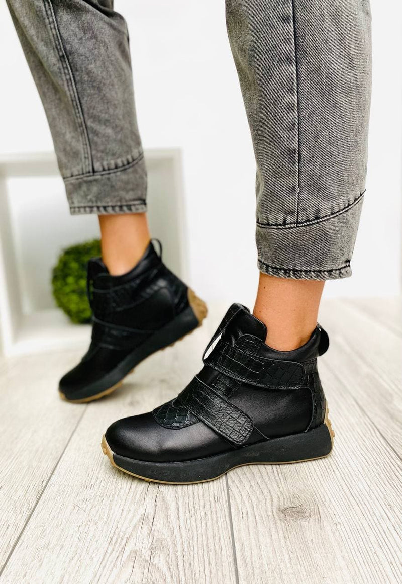 Women Leather Boots Demi-season Black