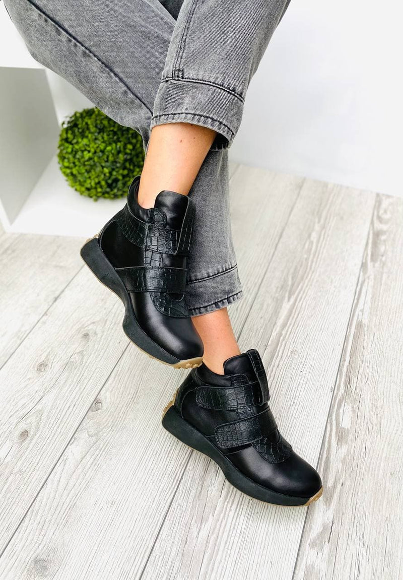 Women Leather Boots Demi-season Black