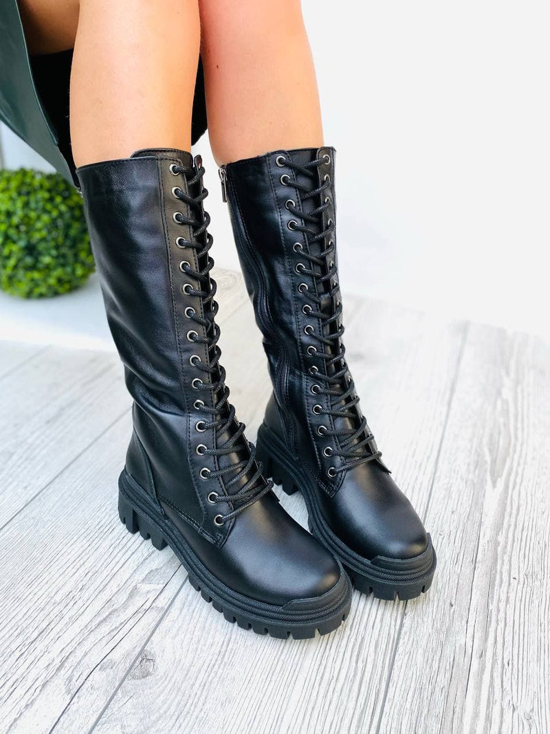 Women Leather Boots Demi-season Black