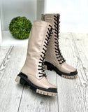 Women Leather Boots Demi-season Beige