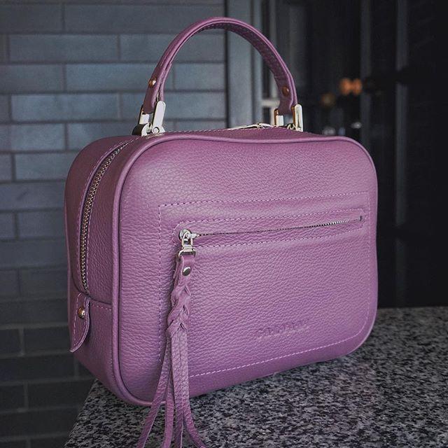 Women Leather Handbag Goccia Purple