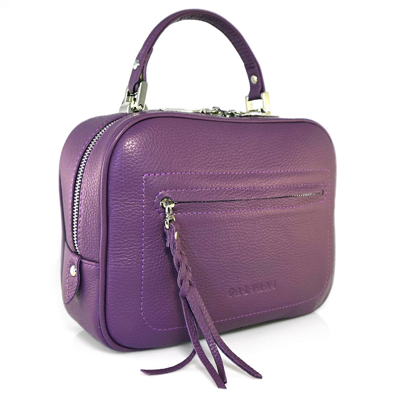 Women Leather Handbag Goccia Purple