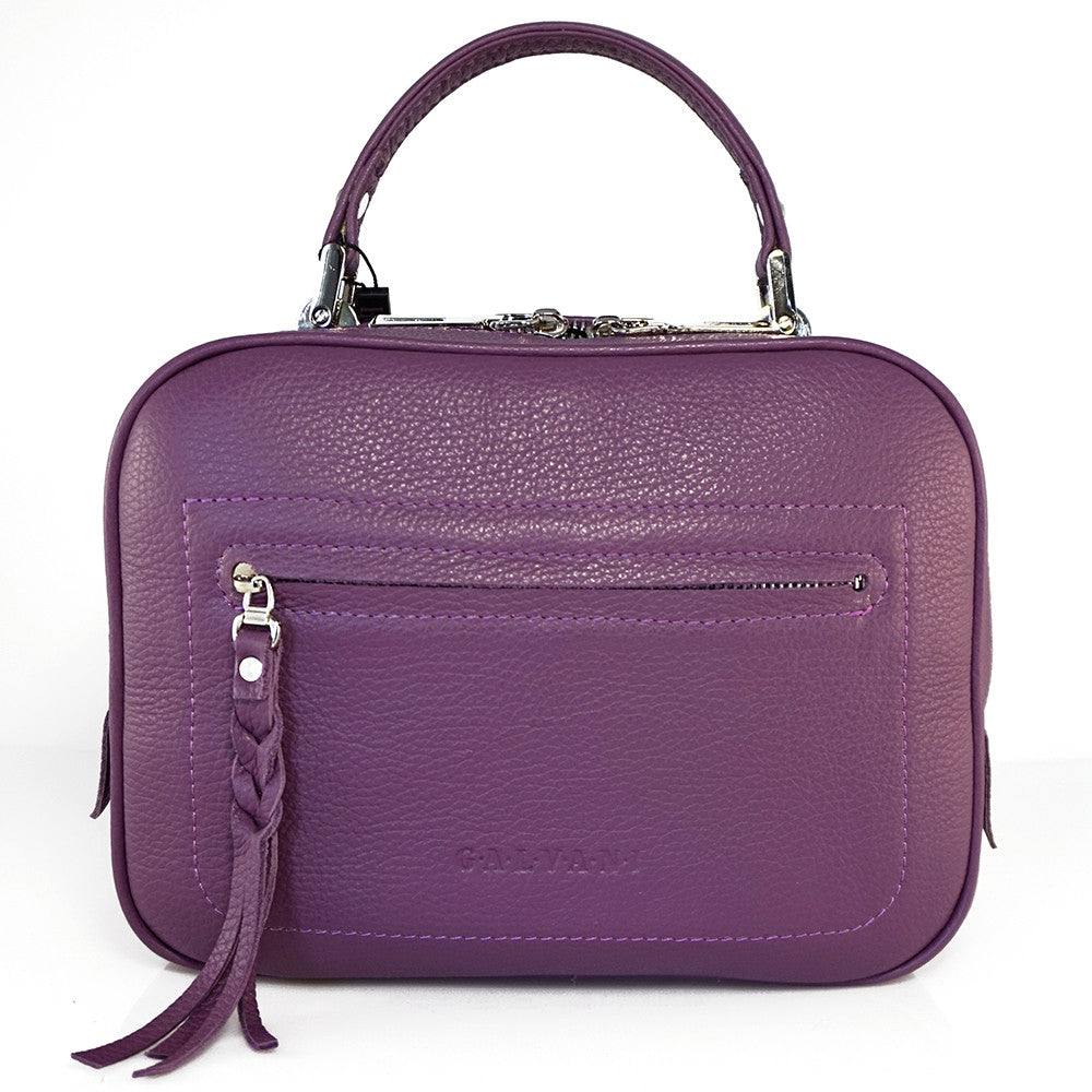 Women Leather Handbag Goccia Purple