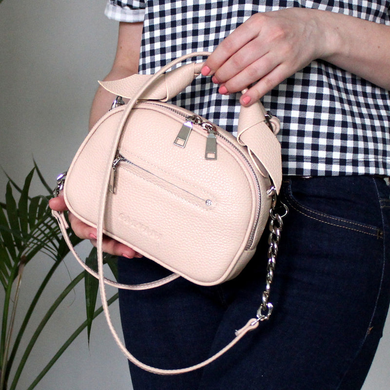 Women Leather Crossbody Bag Fragolina Light Pink