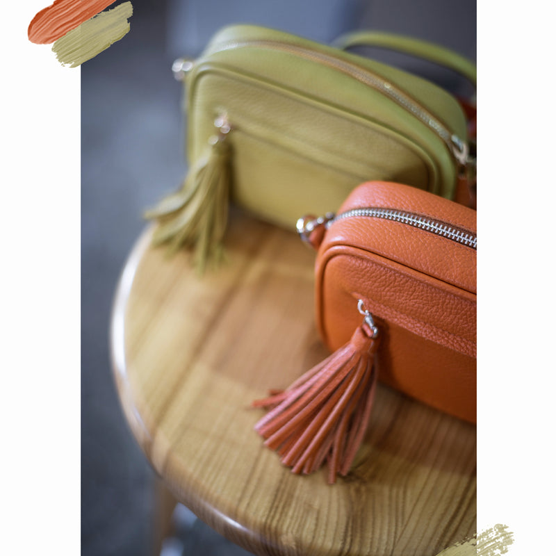 Women Leather Crossbody Bag Goccia Mini Orange