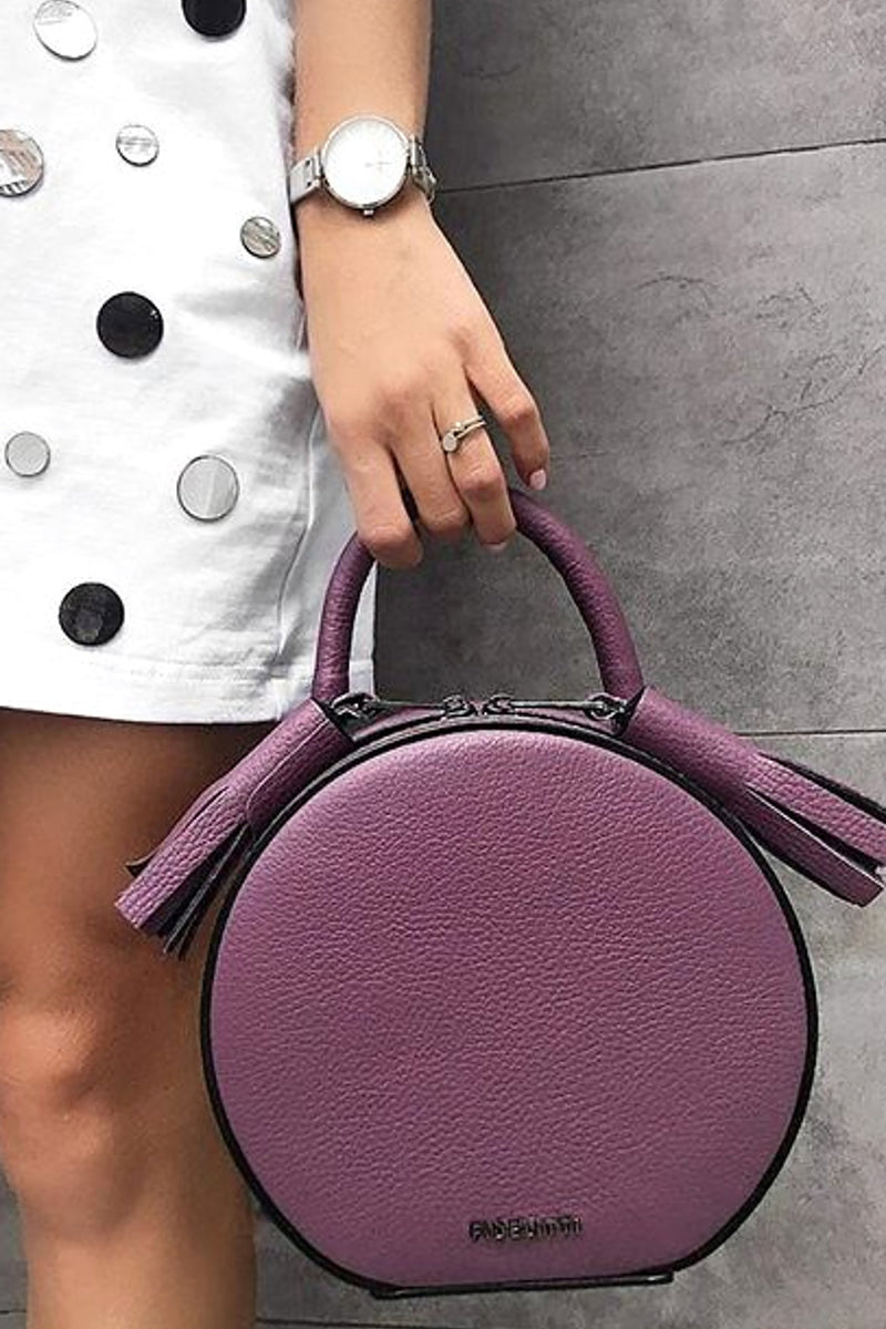 Woman Leather Bag Lady Anne Tesoro Mini Blue Violet