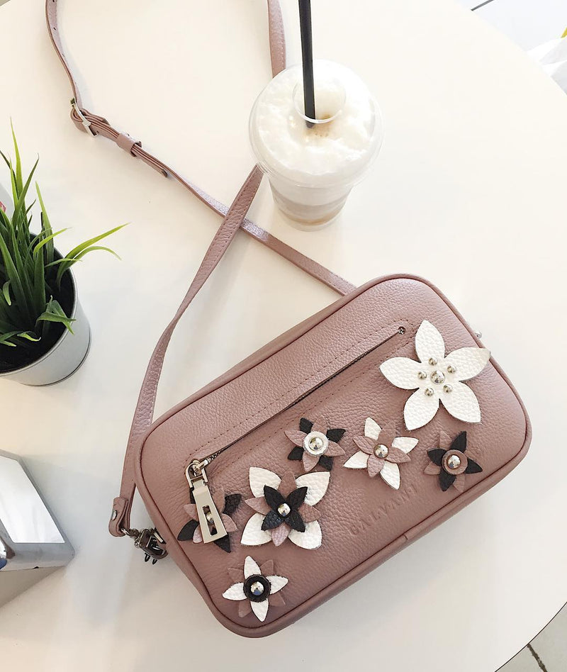 Women Leather Cross Body Bag Goccia Mini Beige