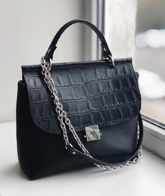 Women Leather Handbag Capri Black