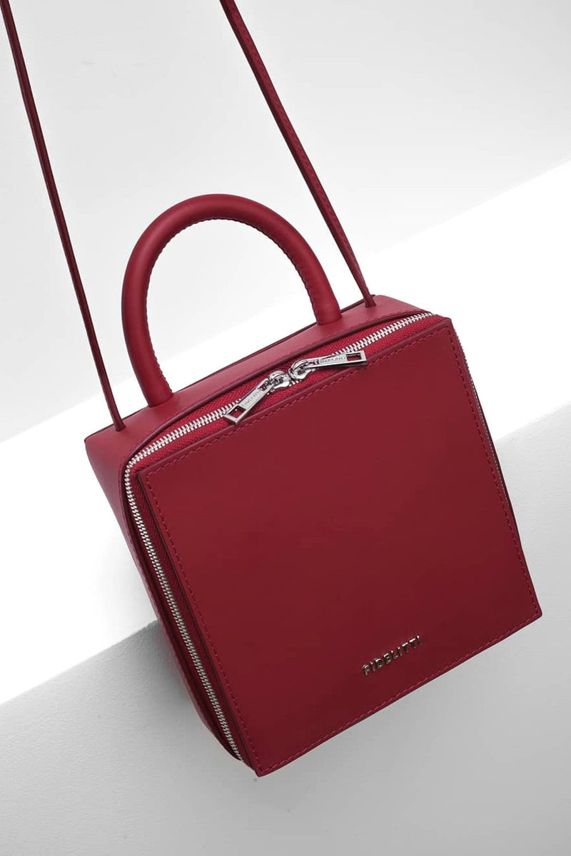 Woman Leather Cross Body Bag Lady Anne Cube Red