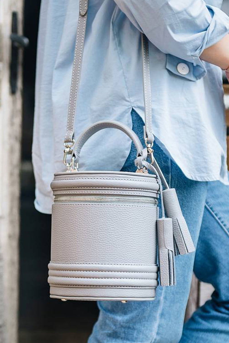 Woman Leather Crossbody Bag Lady Anne Barrel Whitesmoke