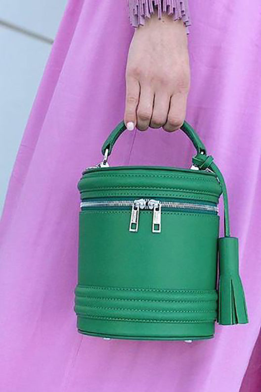 Woman Leather Cross Body Bag Lady Anne Barrel Green