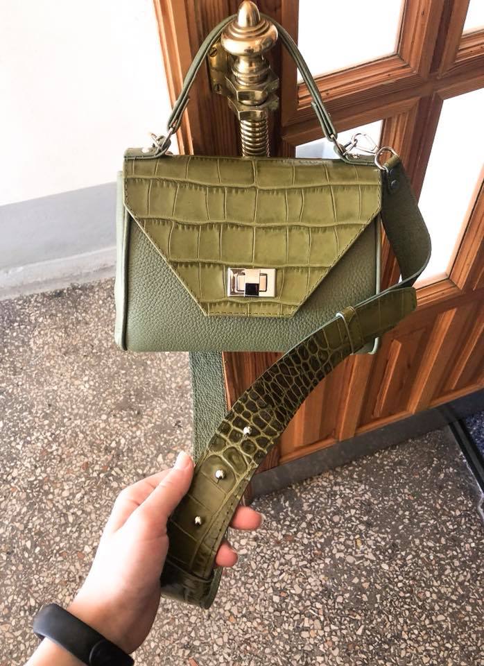 Women Leather Crossbody Bag Dolcecuore Mini Green