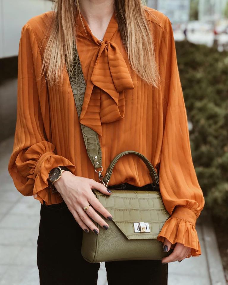 Women Leather Crossbody Bag Dolcecuore Mini Green