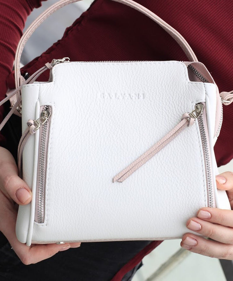 Women Leather Handbag Gwen White