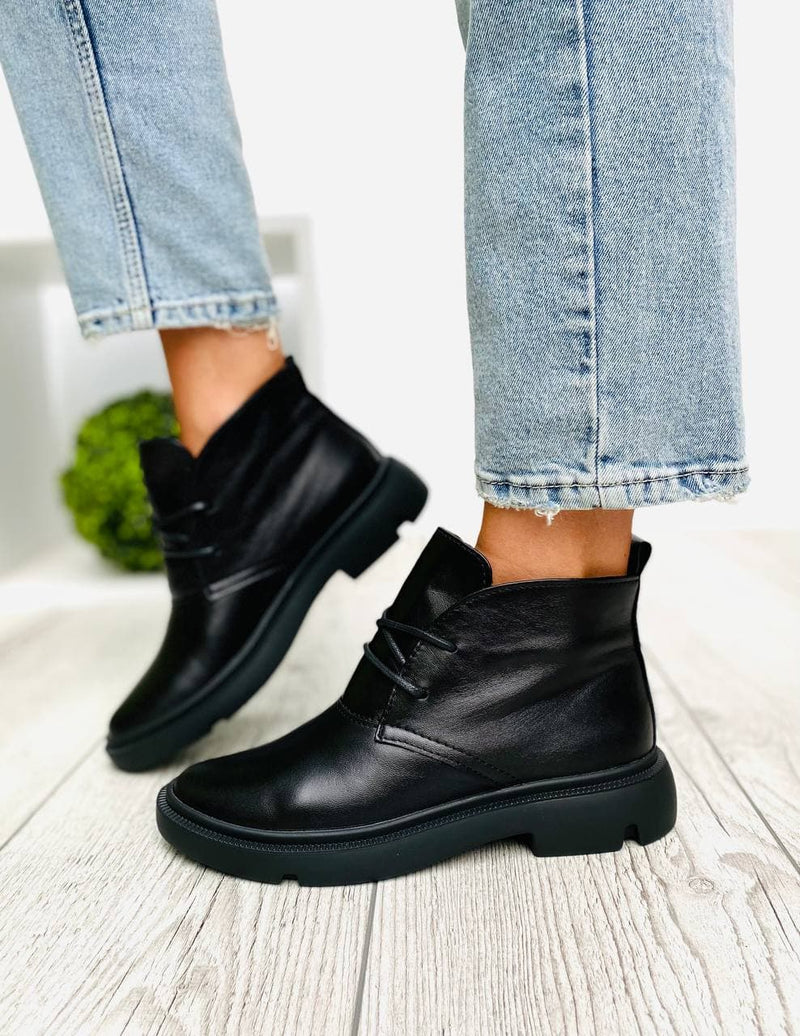 Women Demi-season Leather Boots Black