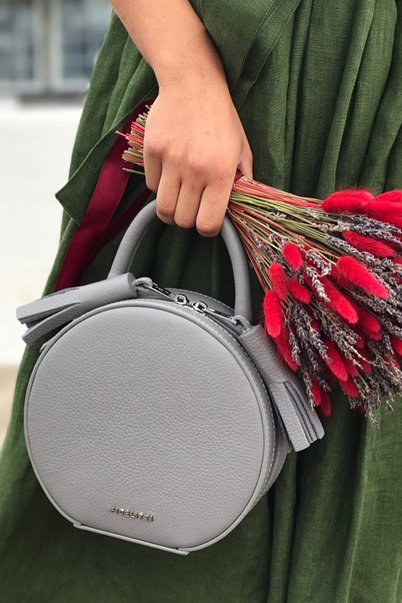 Woman Leather Bag Lady Anne Tesoro Mini Gray