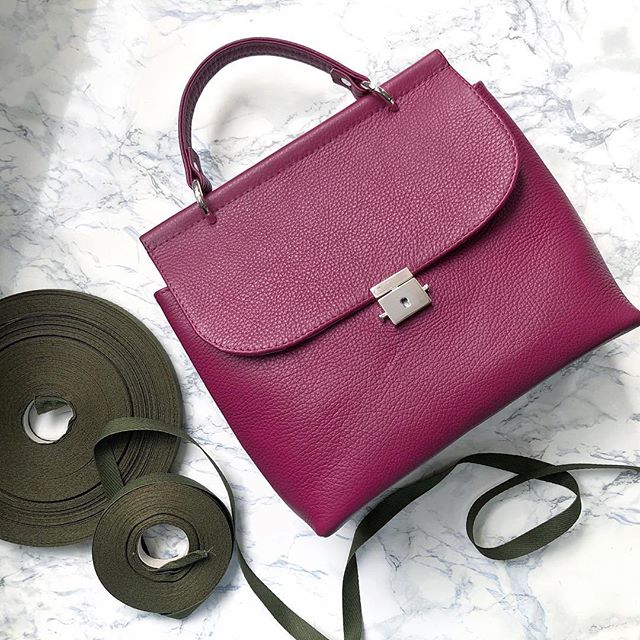 Women Leather Handbag Capri Crimson