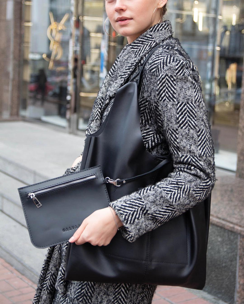 Women Leather Shoulder Bag Jessie Black