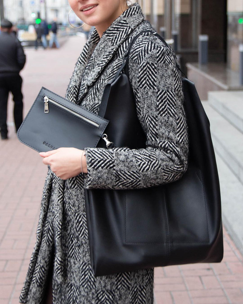 Women Leather Shoulder Bag Jessie Black