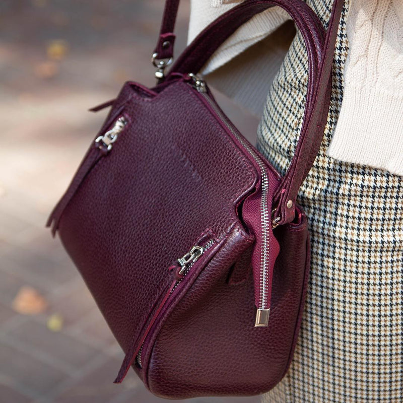 Women Leather Handbag Gwen Burgundy