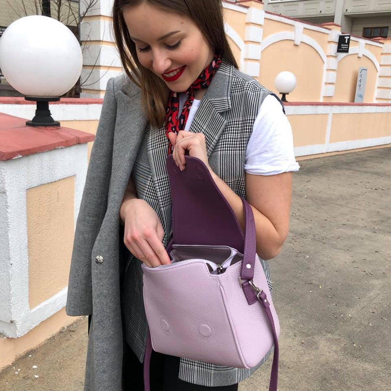 Women Leather Handbag Farfalla Purple