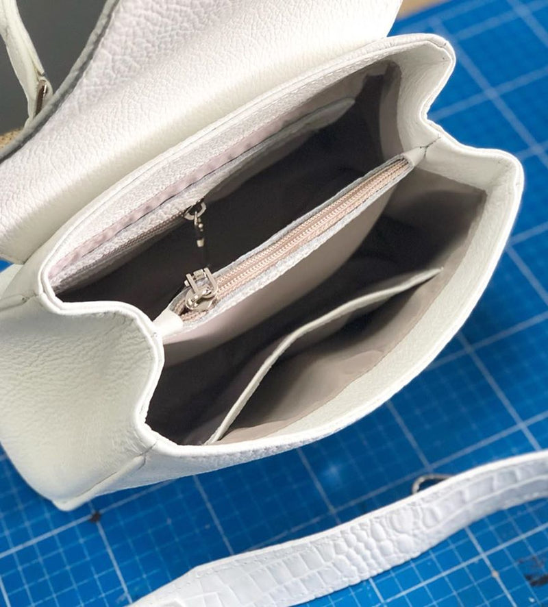 Women Leather Handbag Dolcecuore White