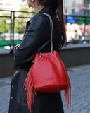 Woman Leather Bag Velluto Crimson