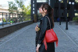 Woman Leather Bag Velluto Red