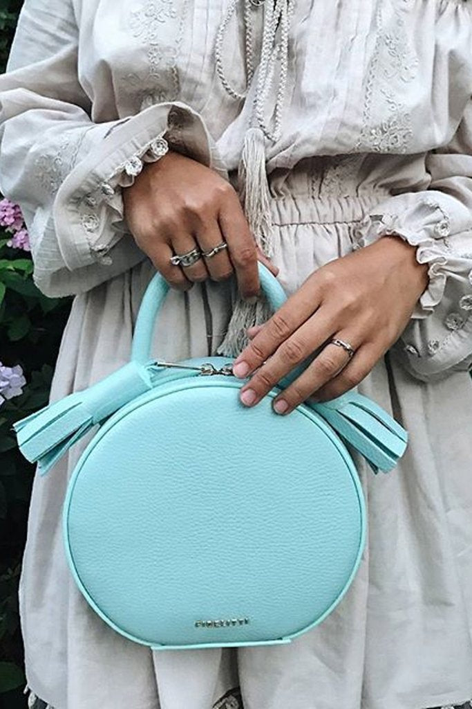 Woman Leather Cross Body Bag Lady Anne Tesoro Mini Aquamarine