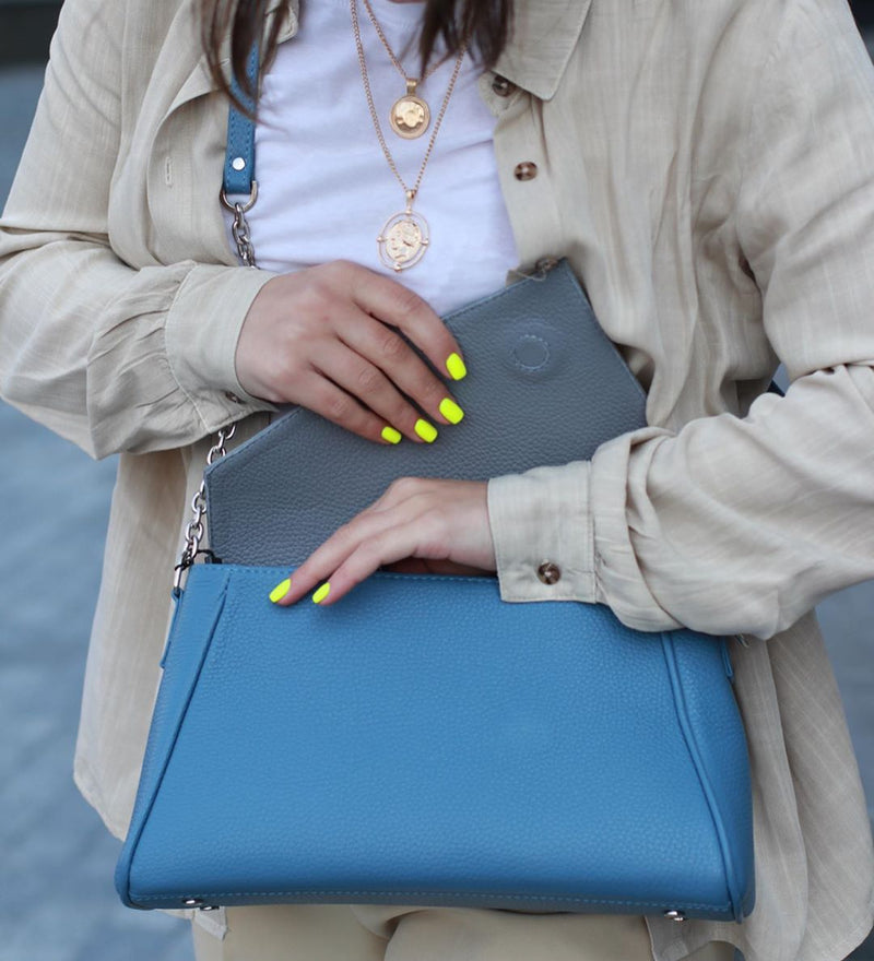 Women Leather Cross Body Bag Golosone Blue