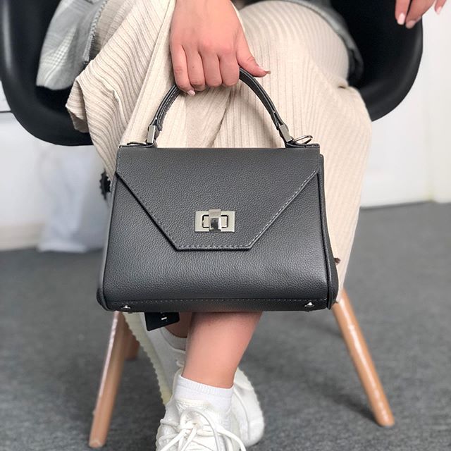 Women Leather Crossbody Bag Dolcecuore Mini Dark Gray