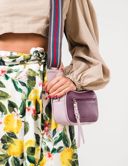 Women Leather Cross Body Bag Goccia Mini Purple Lavender