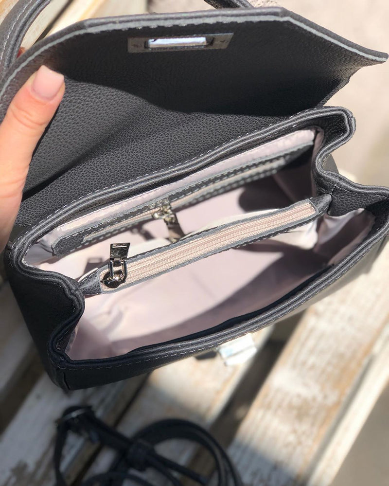 Women Leather Crossbody Bag Dolcecuore Mini Dark Gray