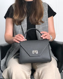 Women Leather Crossbody Bag Dolcecuore Mini Dark Gray