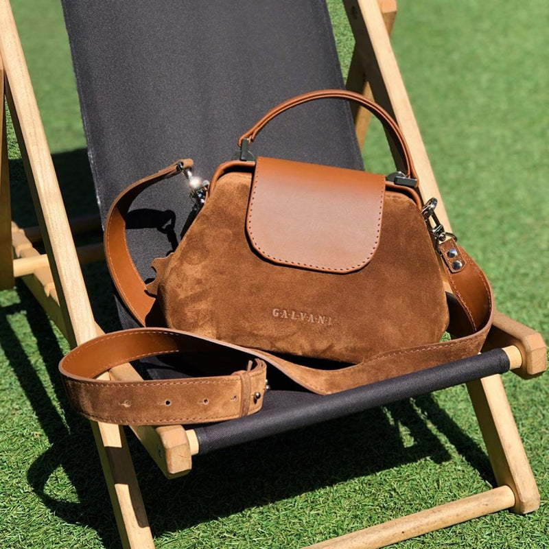 Women Leather Crossbody Bag Palermo Small Brown Suede