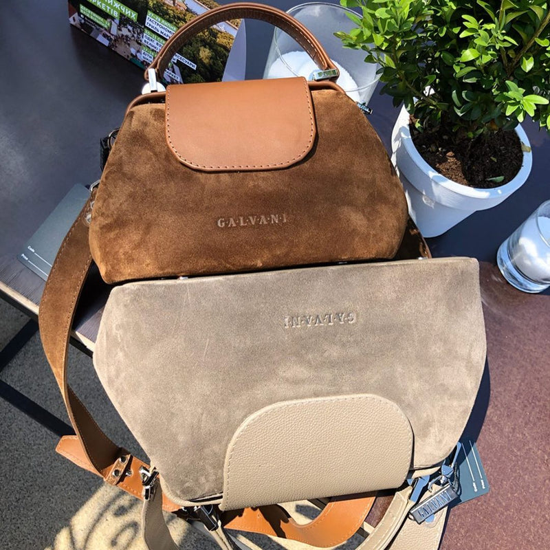 Women Leather Crossbody Bag Palermo Small Brown Suede