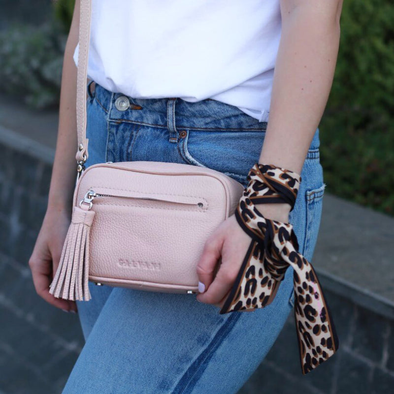 Women Leather Cross Body Bag Goccia Mini Light Pink