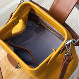 Women Leather Crossbody Bag Palermo Micro Yellow Brown