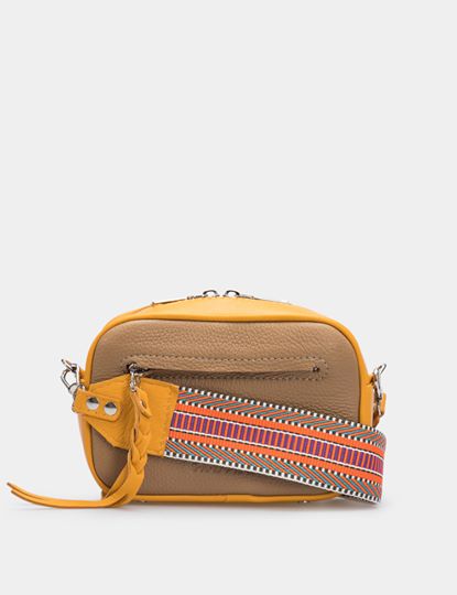 Women Leather Crossbody Bag Goccia Mini Yellow